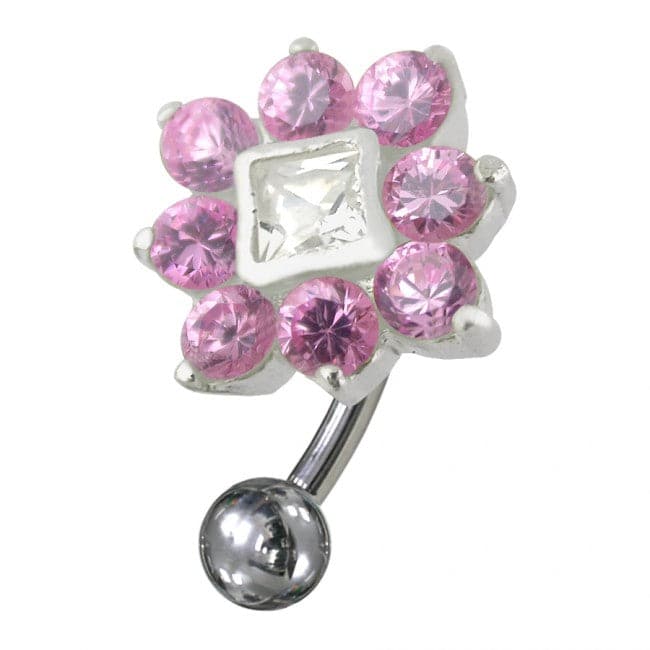 Jeweled Non-Moving Reverse Belly Ring - Monster Piercing