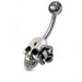 Non-Moving Skull Belly Ring with Aluminium Flower - Monster Piercing