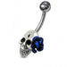 Non-Moving Skull Belly Ring with Aluminium Flower - Monster Piercing