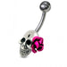 Non-Moving Skull Belly Ring with Aluminium Flower - Monster Piercing