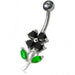 Jeweled Flower Leaf Non-Moving Belly Ring - Monster Piercing