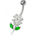 Jeweled Flower Leaf Non-Moving Belly Ring - Monster Piercing