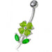 Jeweled Flower Leaf Non-Moving Belly Ring - Monster Piercing