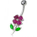 Jeweled Flower Leaf Non-Moving Belly Ring - Monster Piercing