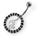 Jeweled Baby Phat Round Leaf Non-Moving Belly Ring - Monster Piercing