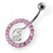 Jeweled Baby Phat Round Leaf Non-Moving Belly Ring - Monster Piercing