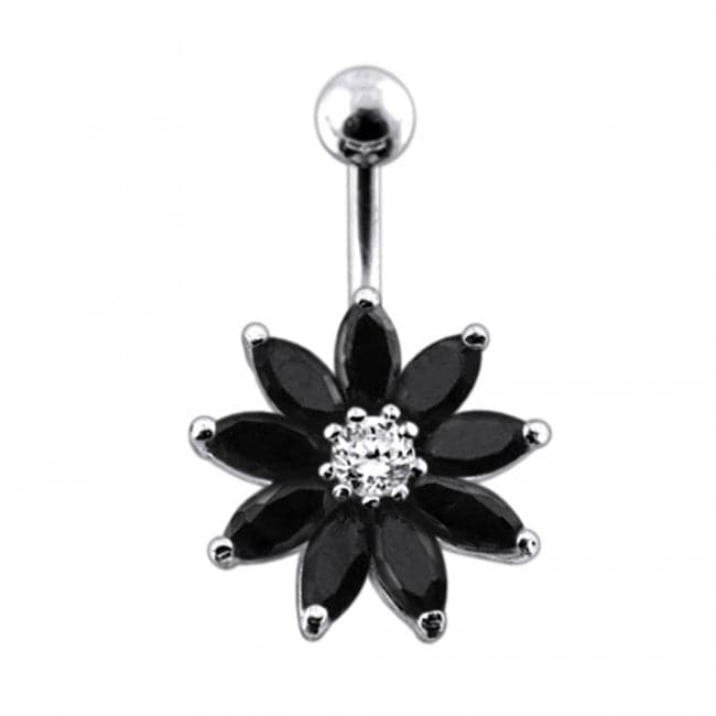 Jeweled Flower Non-Moving Belly Ring Body Jewelry - Monster Piercing