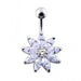 Jeweled Flower Non-Moving Belly Ring Body Jewelry - Monster Piercing