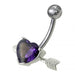 Fancy Heart with Arrow Jeweled Non-Moving Belly Ring - Monster Piercing