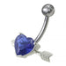 Fancy Heart with Arrow Jeweled Non-Moving Belly Ring - Monster Piercing