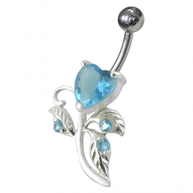 Heart Shaped Fancy Jewelled Non-Moving Navel Ring - Monster Piercing