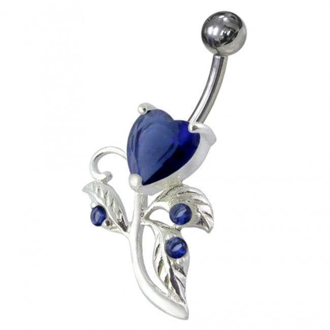 Heart Shaped Fancy Jewelled Non-Moving Navel Ring - Monster Piercing