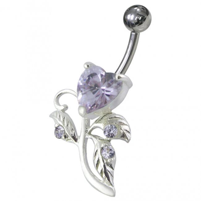 Heart Shaped Fancy Jewelled Non-Moving Navel Ring - Monster Piercing