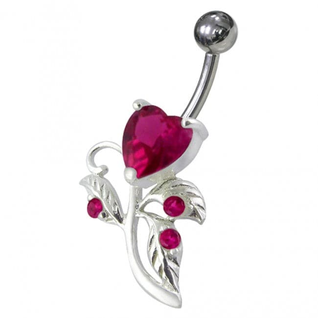 Heart Shaped Fancy Jewelled Non-Moving Navel Ring - Monster Piercing