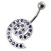 Silver Jeweled Non-Moving Curved Bar Belly Ring - Monster Piercing