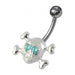 Skull Shaped Jewelled Non-Moving Belly Ring - Monster Piercing