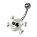 Skull Shaped Jewelled Non-Moving Belly Ring - Monster Piercing