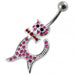 Cat Shaped Jeweled Non-Moving Belly Ring - Monster Piercing