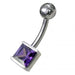 Silver Jeweled Non Moving Belly Ring - Monster Piercing