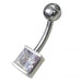 Silver Jeweled Non Moving Belly Ring - Monster Piercing