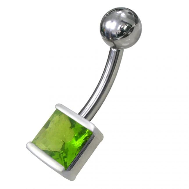 Silver Jeweled Non Moving Belly Ring - Monster Piercing