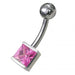 Silver Jeweled Non Moving Belly Ring - Monster Piercing