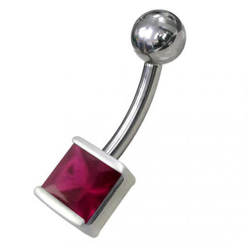 Silver Jeweled Non Moving Belly Ring - Monster Piercing