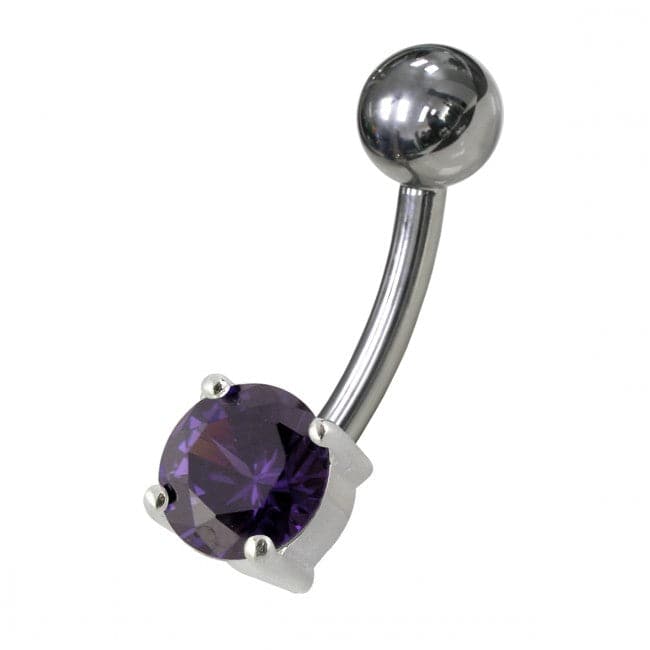 Fancy Blue Jeweled Non-Moving SS Or Titanium Bar Navel Ring - Monster Piercing