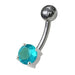 Fancy Blue Jeweled Non-Moving SS Or Titanium Bar Navel Ring - Monster Piercing