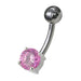 Fancy Blue Jeweled Non-Moving SS Or Titanium Bar Navel Ring - Monster Piercing