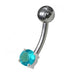 Fancy Blue Stone Non-Moving Curved Navel Ring Body Jewelry - Monster Piercing