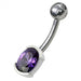 Fancy Gem Stone Titanium Non-Moving Banana Bar Belly Ring - Monster Piercing