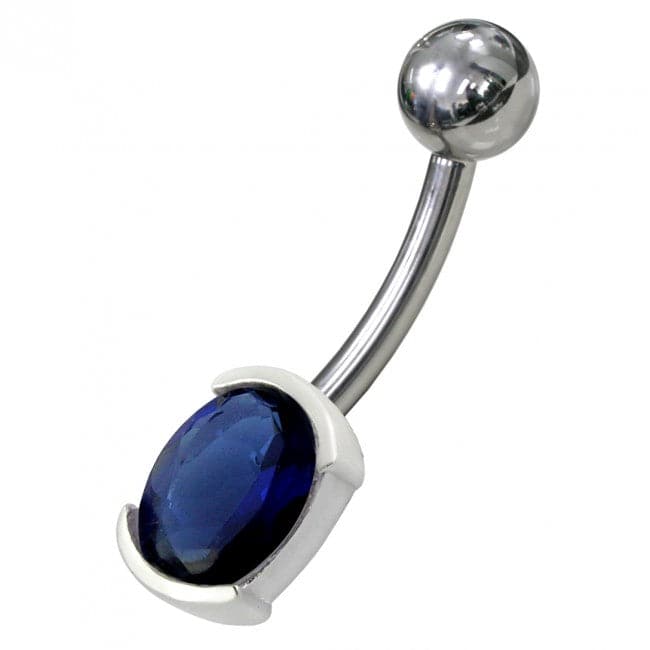 Fancy Gem Stone Titanium Non-Moving Banana Bar Belly Ring - Monster Piercing