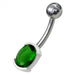 Fancy Gem Stone Titanium Non-Moving Banana Bar Belly Ring - Monster Piercing