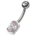 Fancy Gem Stone Titanium Non-Moving Banana Bar Belly Ring - Monster Piercing