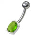 Fancy Gem Stone Titanium Non-Moving Banana Bar Belly Ring - Monster Piercing