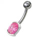 Fancy Gem Stone Titanium Non-Moving Banana Bar Belly Ring - Monster Piercing