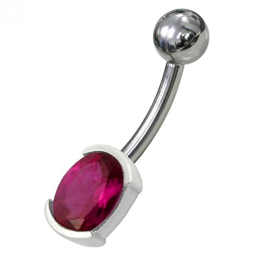 Fancy Gem Stone Titanium Non-Moving Banana Bar Belly Ring - Monster Piercing