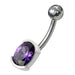 Fancy Jewelled Non Moving Curved Navel Ring - Monster Piercing