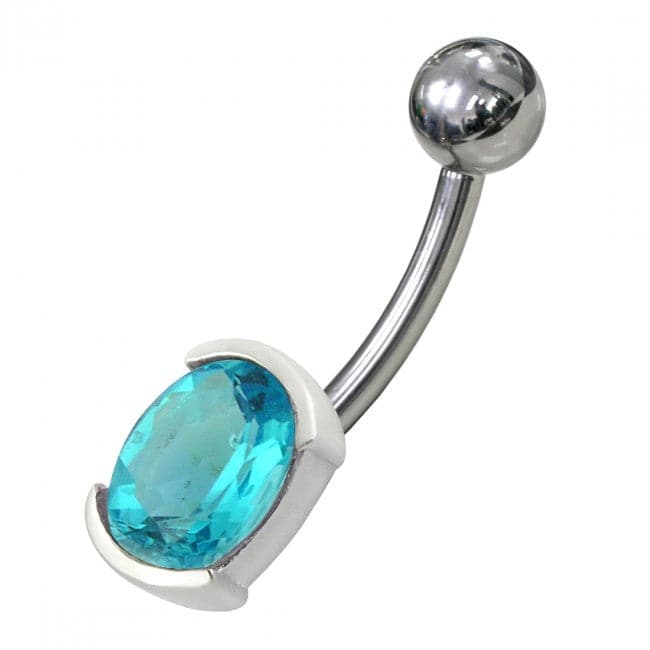 Fancy Jewelled Non Moving Curved Navel Ring - Monster Piercing