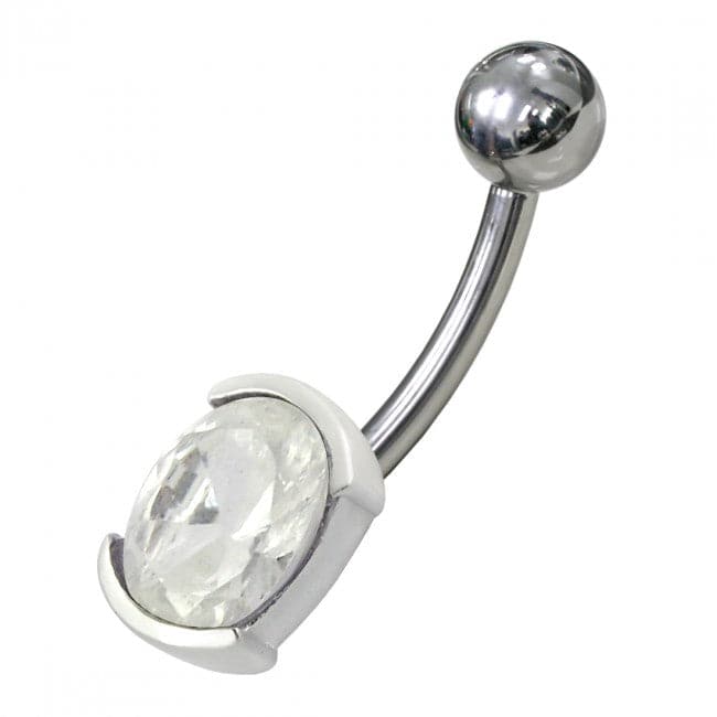 Fancy Jewelled Non Moving Curved Navel Ring - Monster Piercing