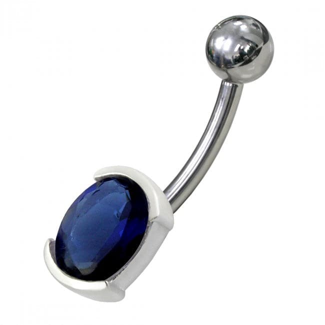 Fancy Jewelled Non Moving Curved Navel Ring - Monster Piercing