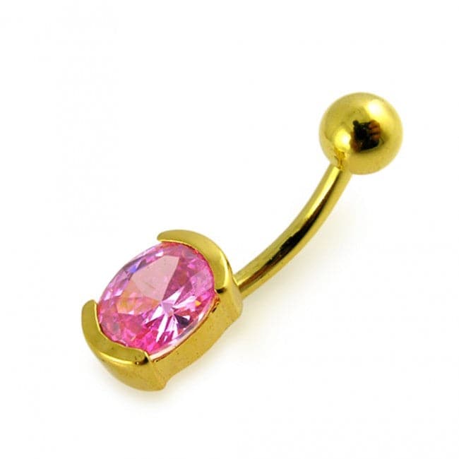 Fancy Jewelled Non Moving Curved Navel Ring - Monster Piercing