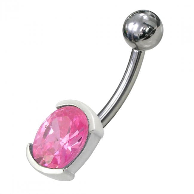 Fancy Jewelled Non Moving Curved Navel Ring - Monster Piercing