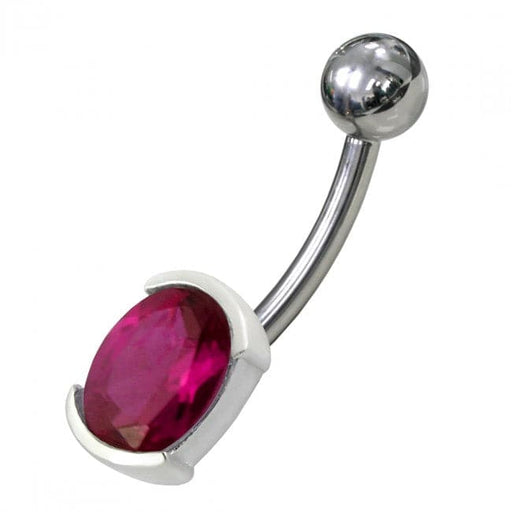 Fancy Jewelled Non Moving Curved Navel Ring - Monster Piercing