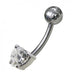 Fancy 5MM Gem Stone Titanium Non-Moving Belly Ring - Monster Piercing