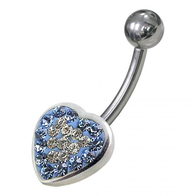 Heart Shaped Jewelled Non-Moving Belly Ring - Monster Piercing