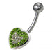 Heart Shaped Jewelled Non-Moving Belly Ring - Monster Piercing