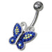 Butterfly Shaped Jewelled Non-Moving Belly Ring - Monster Piercing