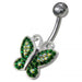 Butterfly Shaped Jewelled Non-Moving Belly Ring - Monster Piercing